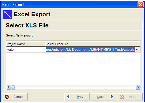 Select XLS file window