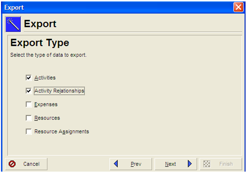 Export type window